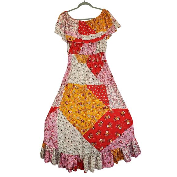 Mlle Gabrielle Paisley Country Cottage Ruffle L Midi Dress Hi Lo Hem Boho Festiv - Picture 2 of 16